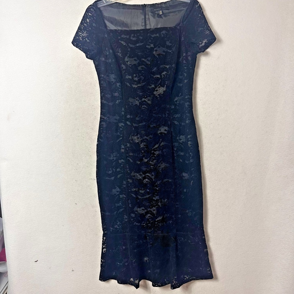 Forest Lily  Dress Size 6 Black lace & velvet midi short sleeve goth emo formal‎